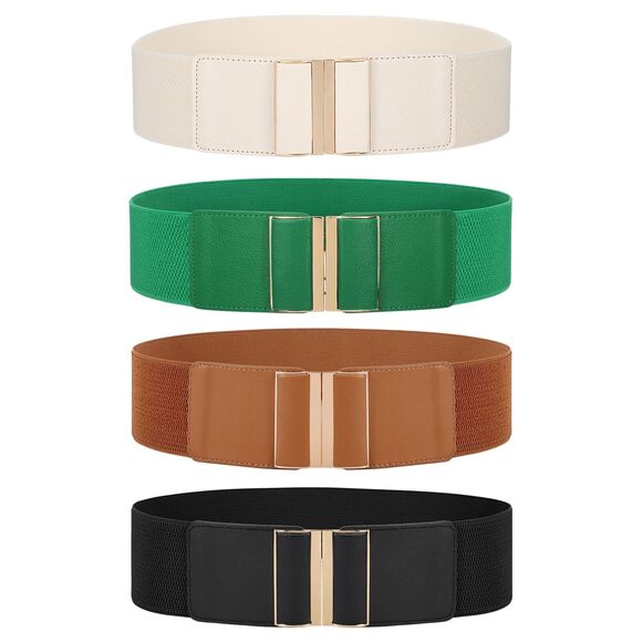 3674 4 Pack Wide Elastic Stretch Waist Belts For Women Dress Vintage main image 6